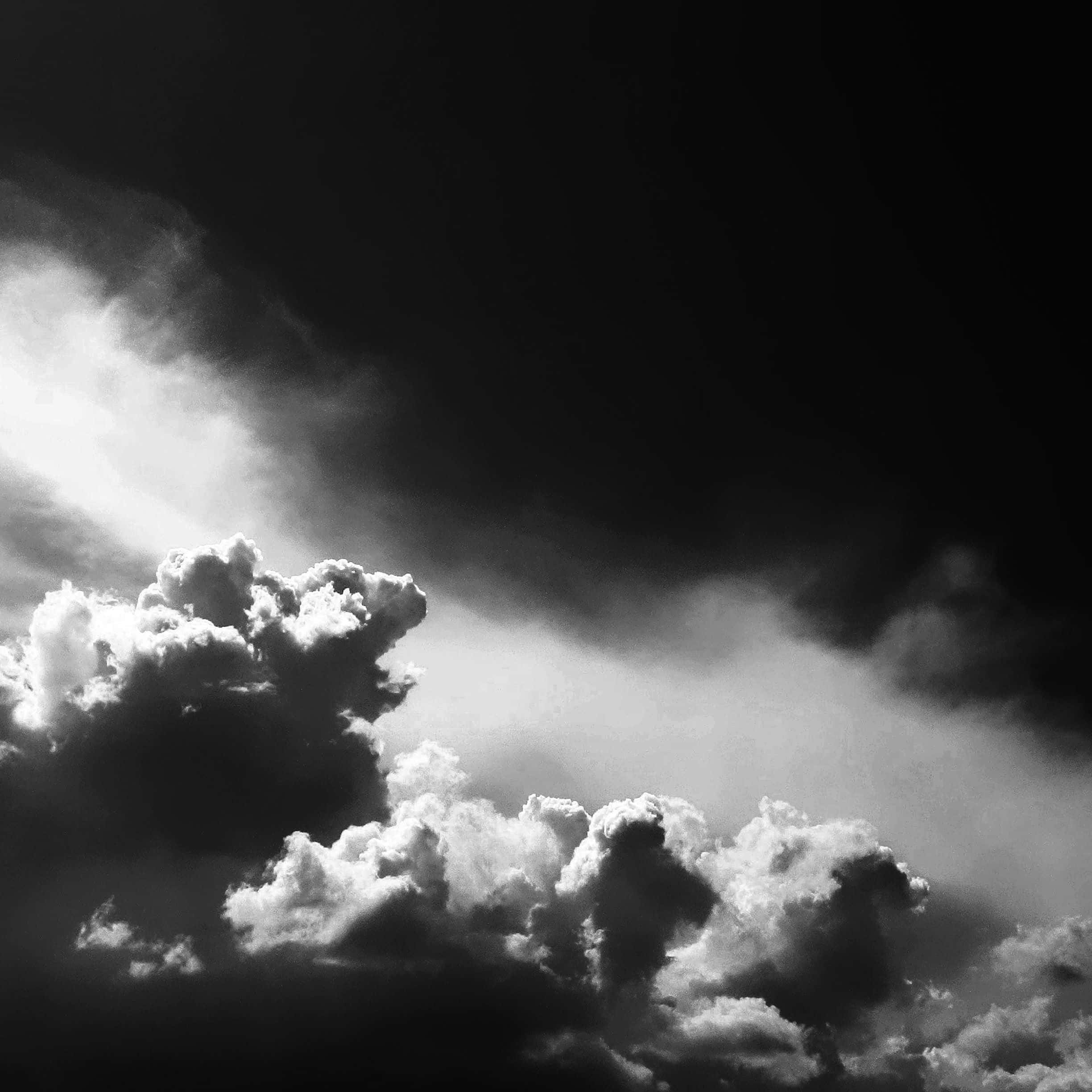 Black and White Sky, monochrome clouds, bright illuminated peaks, Full HD Desktop Wallpaper