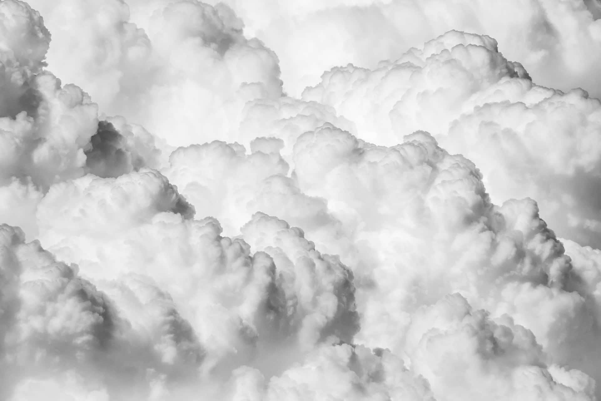 Black and White Sky, cumulus clouds, monochrome, Full HD Desktop Wallpaper