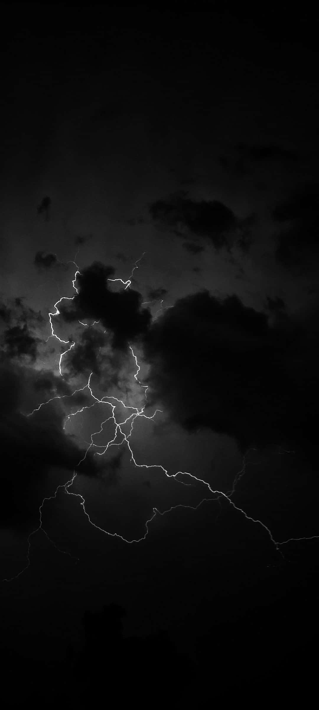 Black and White Sky, lightning, stormy night sky, Full HD Phone Wallpaper