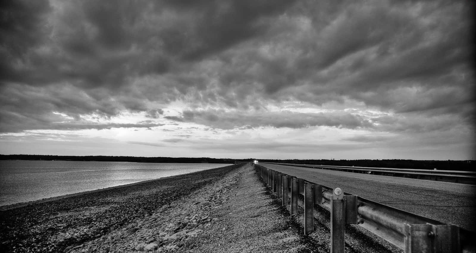 Black and White Sky, monochrome road, dramatic cloudy sky, HD Desktop Wallpaper