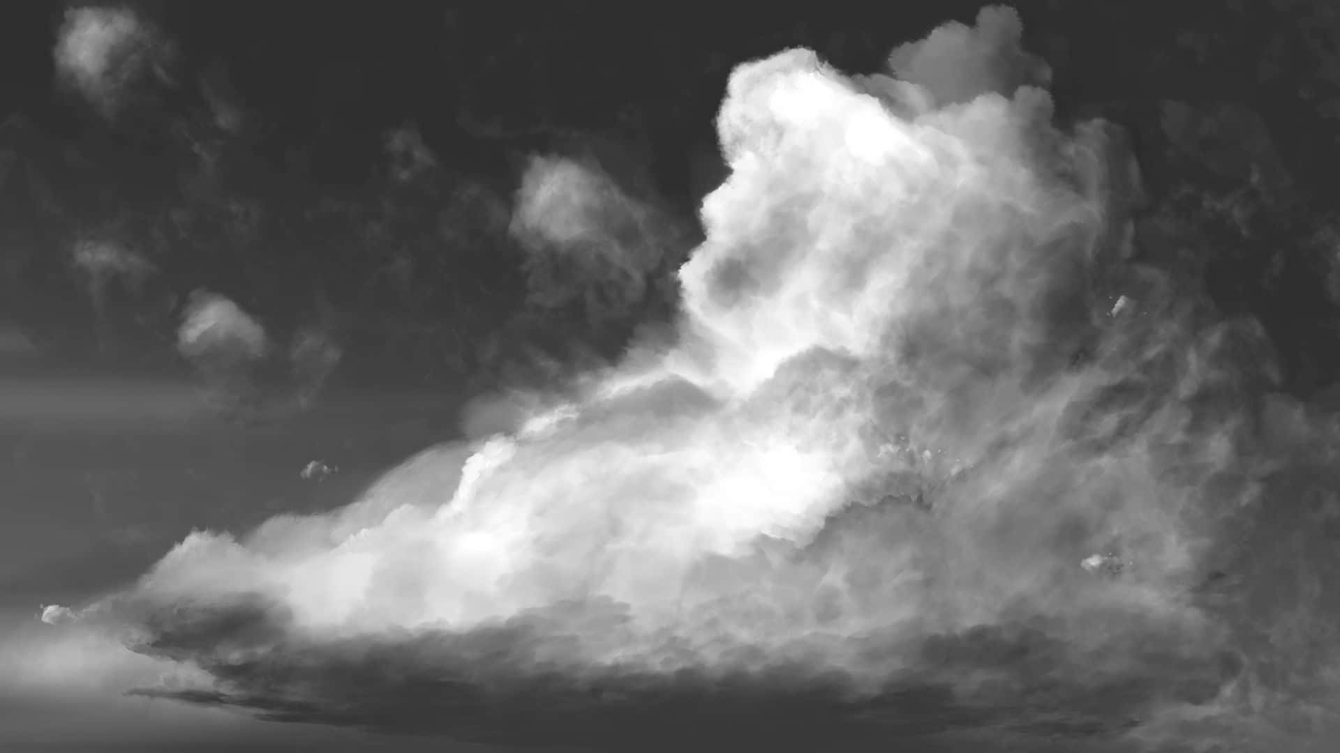 Black and White Sky, monochrome cloud formation, bright highlights, Full HD Desktop Wallpaper