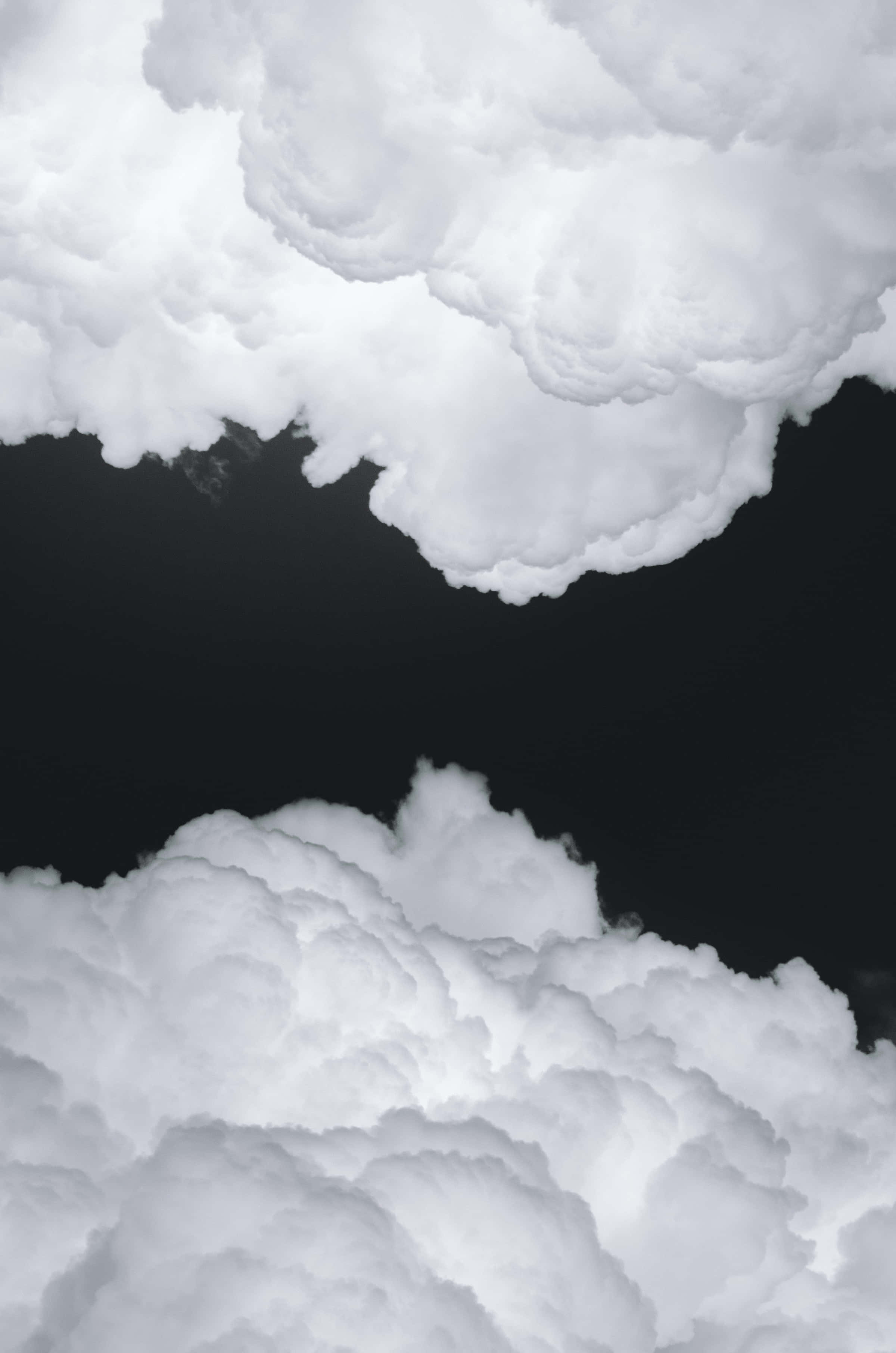Black And White Sky, white clouds, stark black sky, 2K Phone Wallpaper