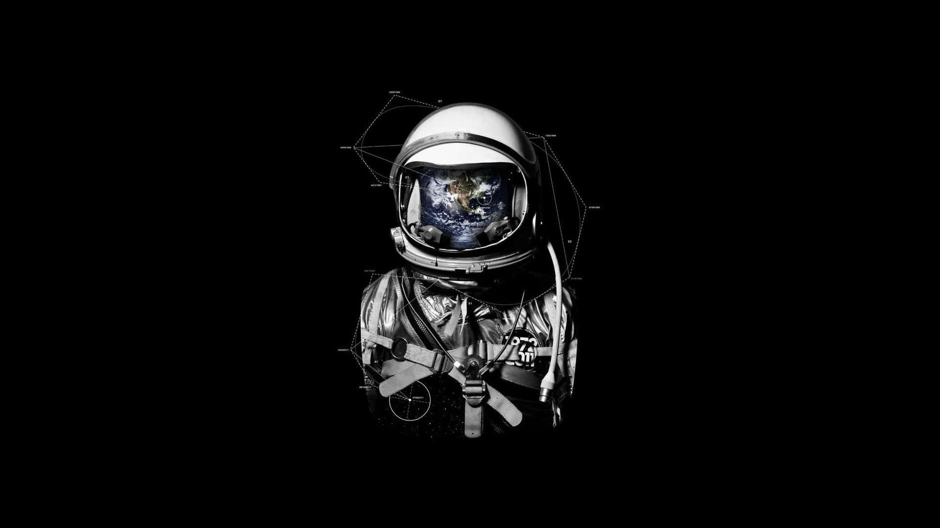 Black And White Space, astronaut, reflective helmet, Full HD Desktop Wallpaper