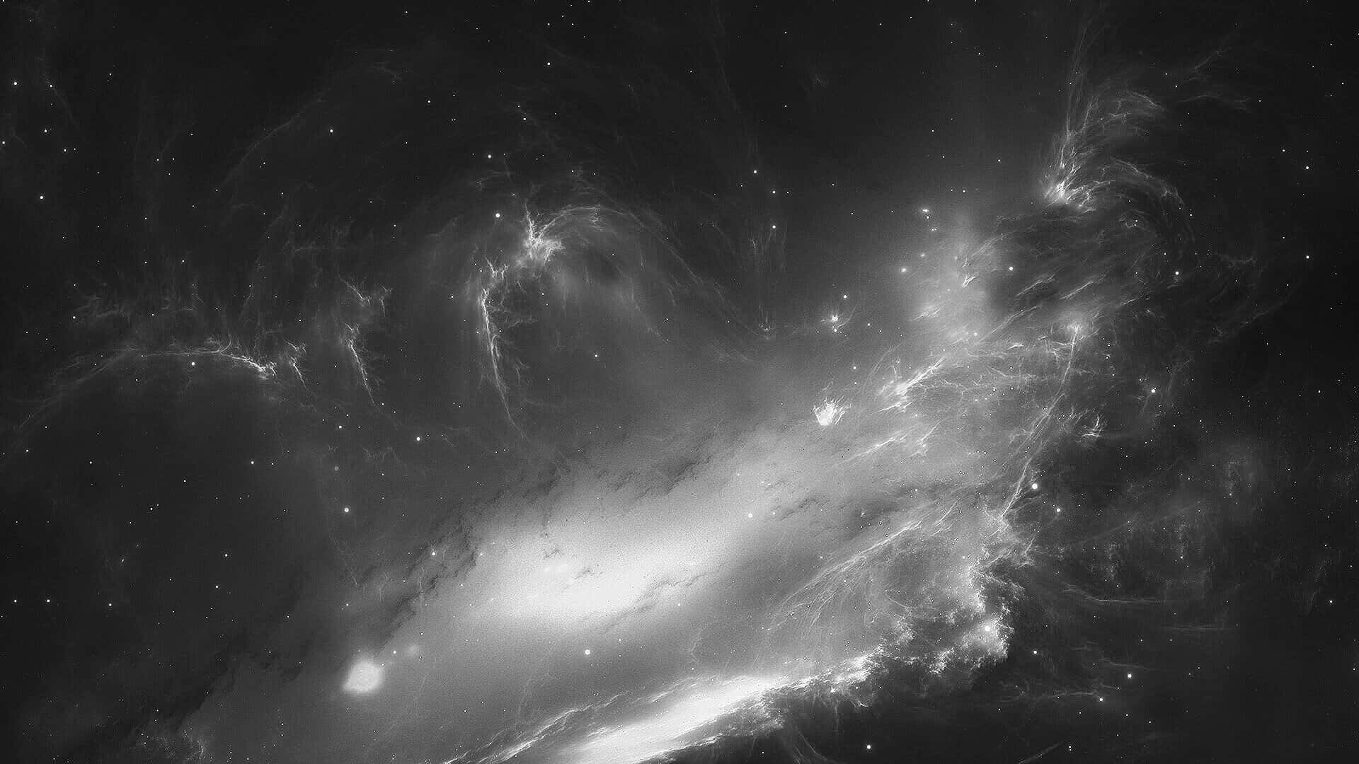 black and white space, monochrome cosmic nebula, swirling gas clouds, Full HD Desktop Wallpaper