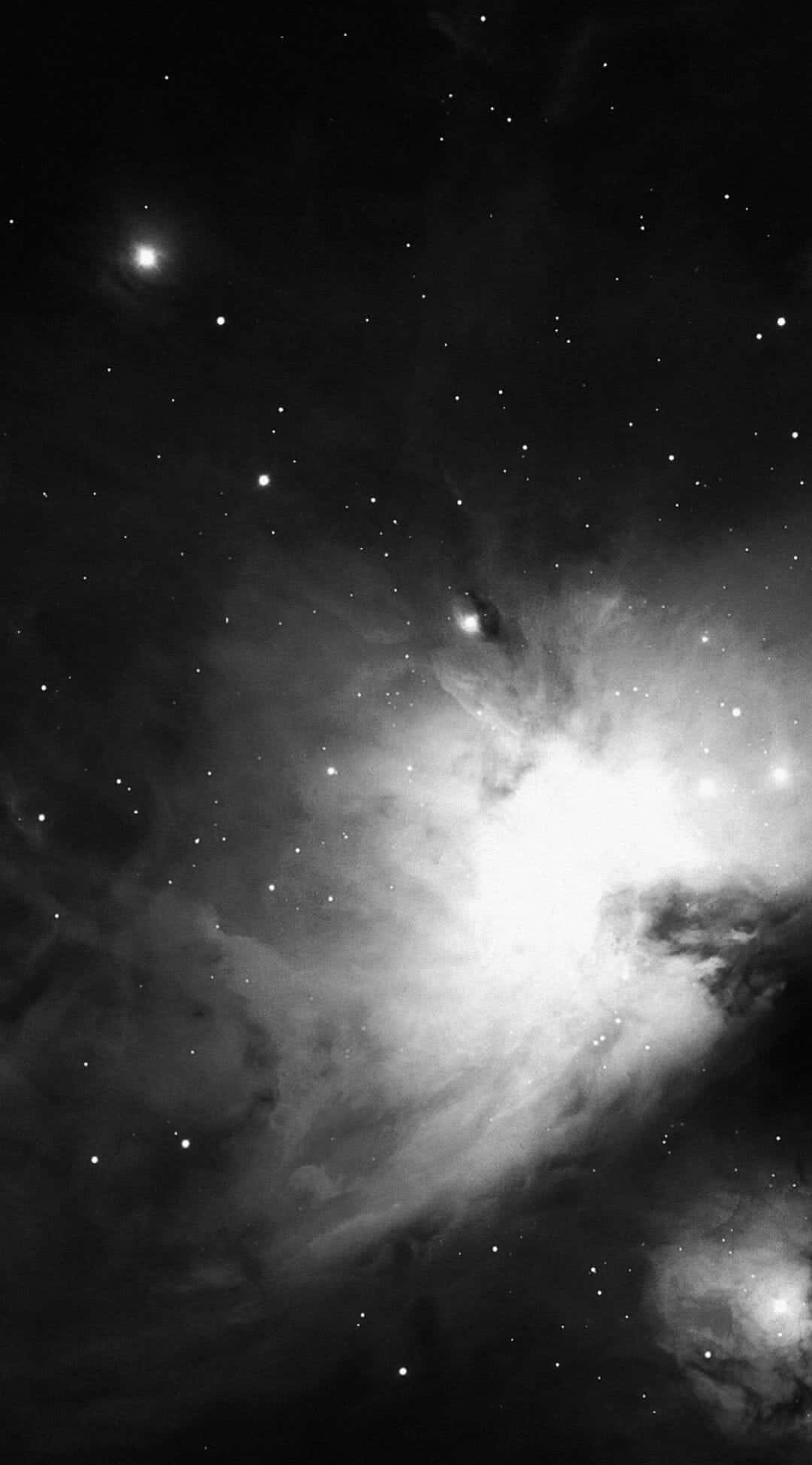 Black And White Space, monochrome cosmic vista, luminous nebula, Full HD Phone Wallpaper