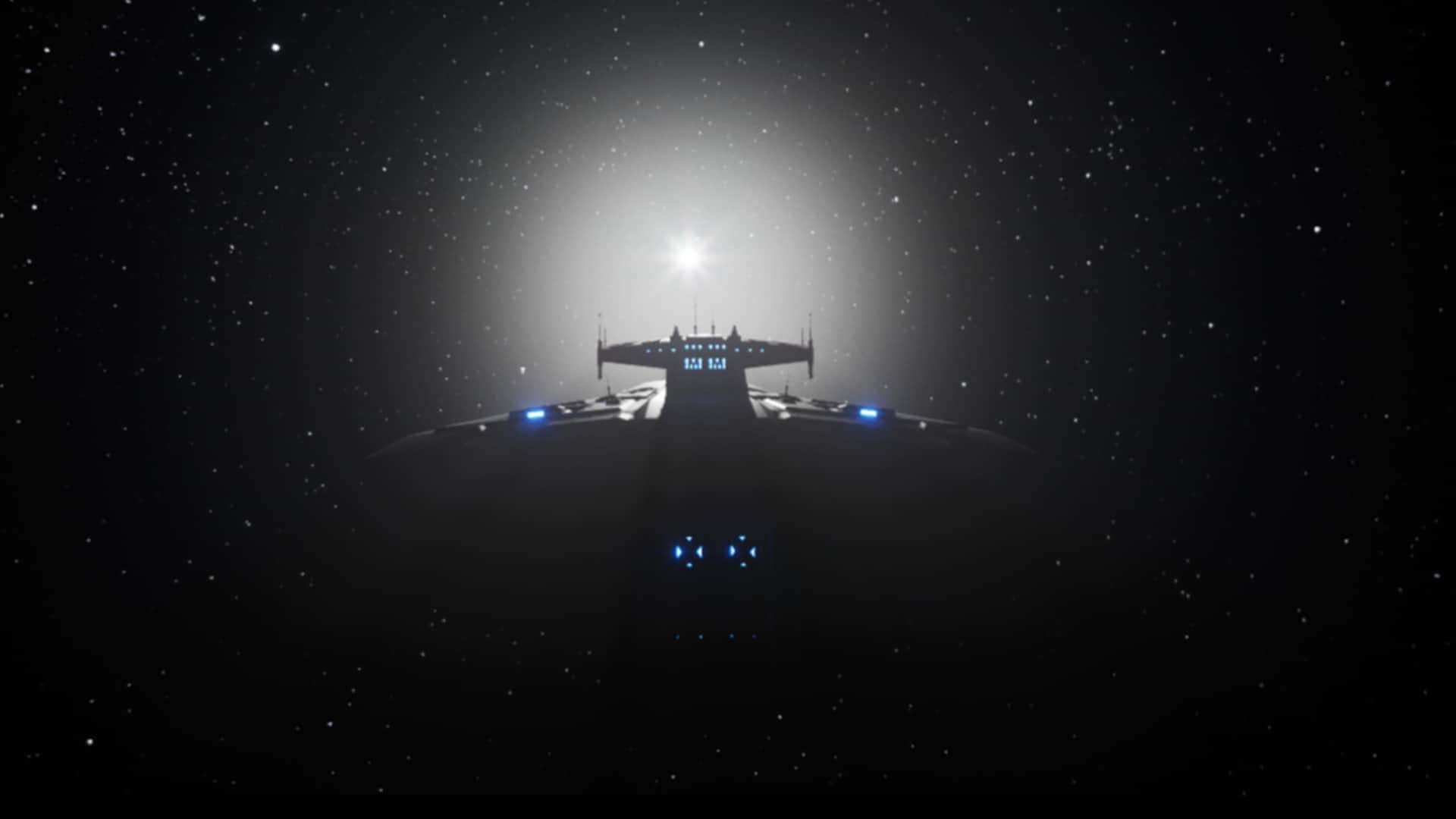 Black And White Space, futuristic spaceship, starry space, Full HD Desktop Wallpaper