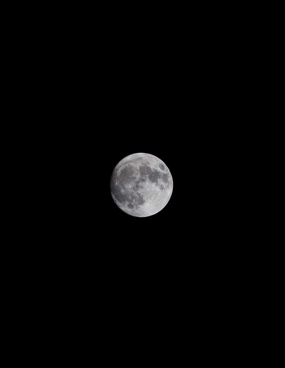 full moon, pitch black night sky, dark sky, SD Phone Wallpaper