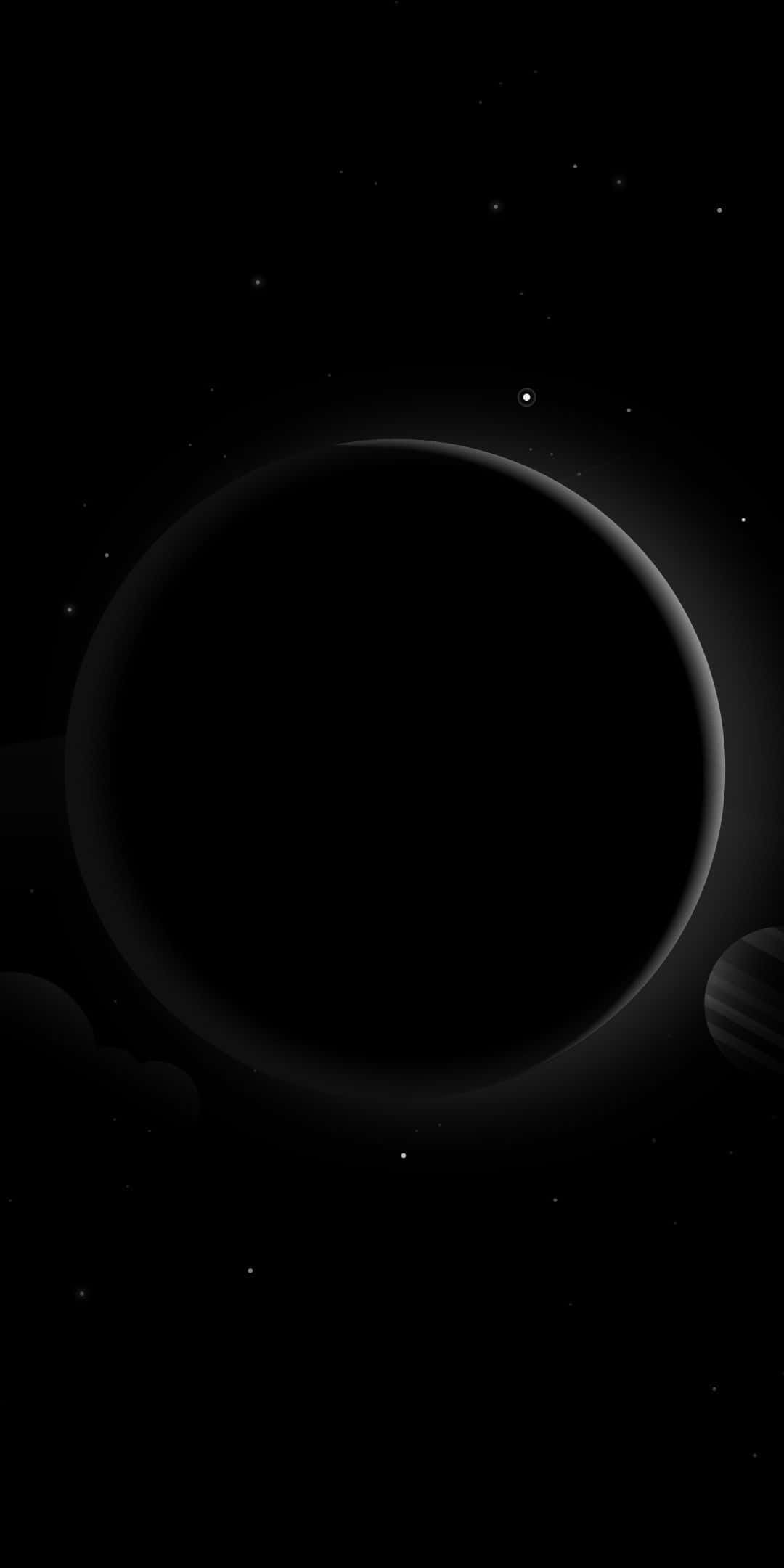 black planet, star-speckled void, atmospheric glow, Full HD Phone Wallpaper