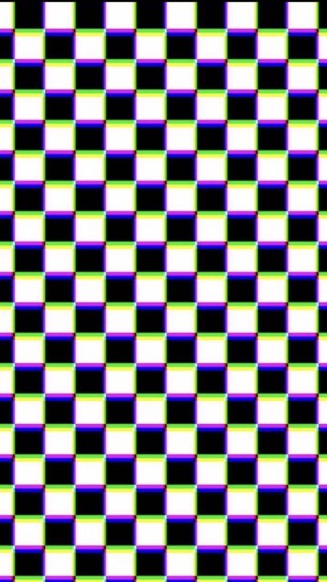 glitch, black and white squares, rainbow edges, Full HD Phone Wallpaper