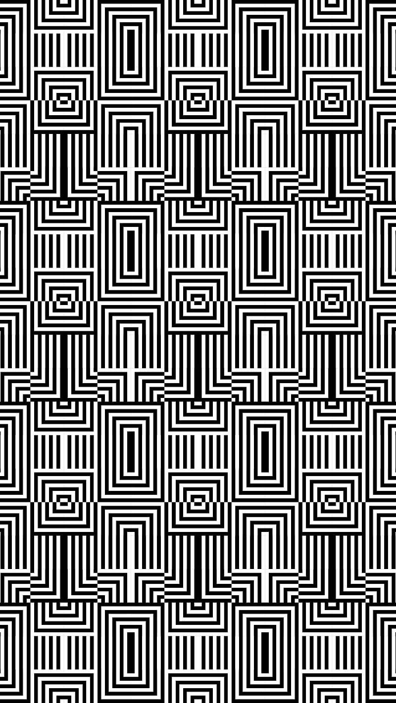 black and white squares, geometric pattern, repeating squares, HD Phone Wallpaper