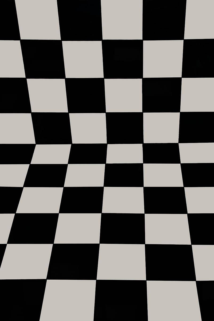 black and white checkered pattern, optical illusion, depth, HD Phone Wallpaper