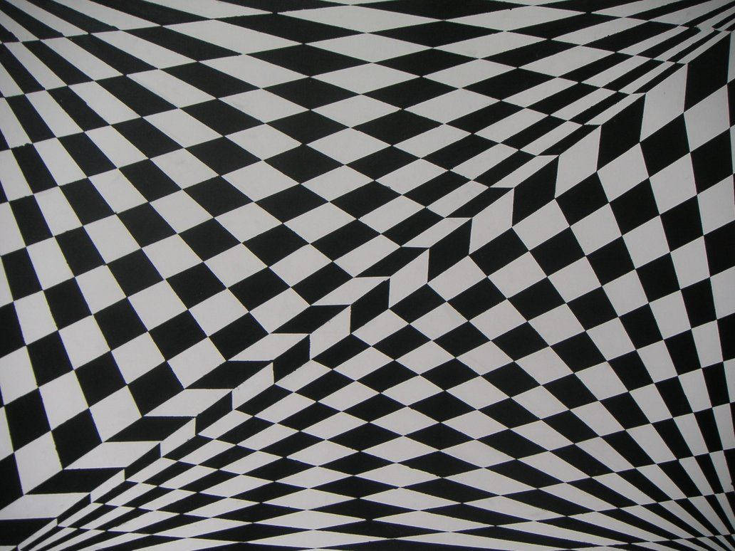 black and white squares, checkered optical illusion, repeating diamond shapes, SD Desktop Wallpaper