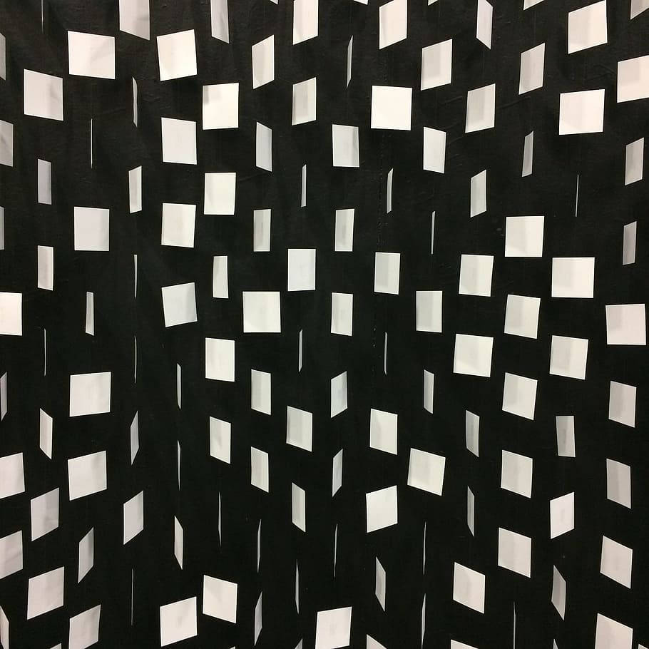 black fabric, white squares, 3d optical illusion pattern, SD Desktop Wallpaper