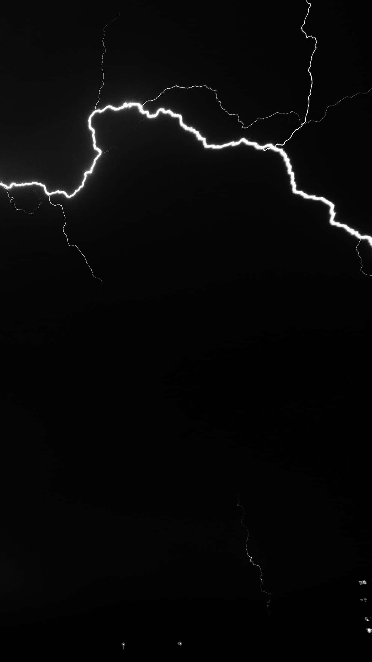Black And White Storm, jagged bolt of lightning, pitch black sky, Full HD Phone Wallpaper