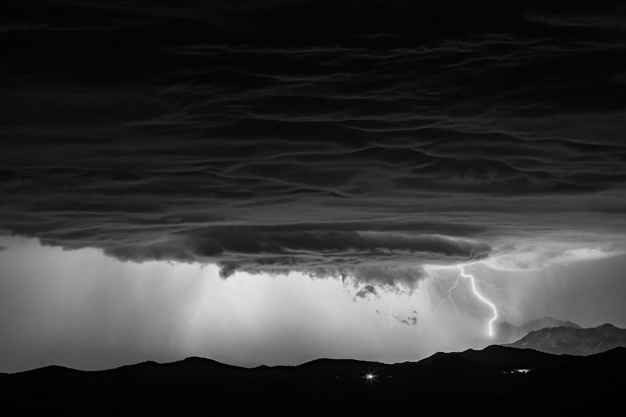 Black And White Storm, storm clouds, lightning, Full HD Desktop Wallpaper