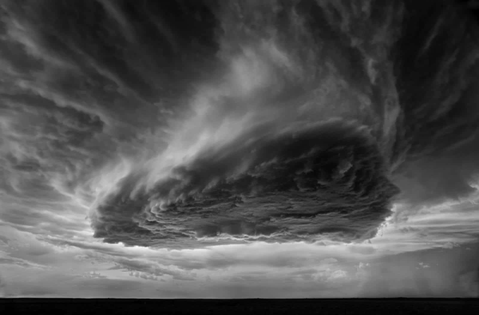 Black And White Storm, monochrome sky, swirling storm clouds, HD Desktop Wallpaper