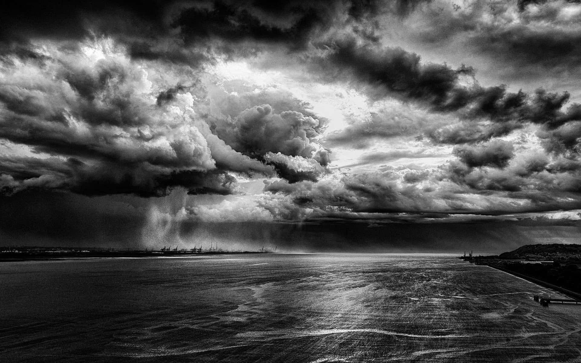 Black And White Storm, storm clouds, water body, Full HD Desktop Wallpaper