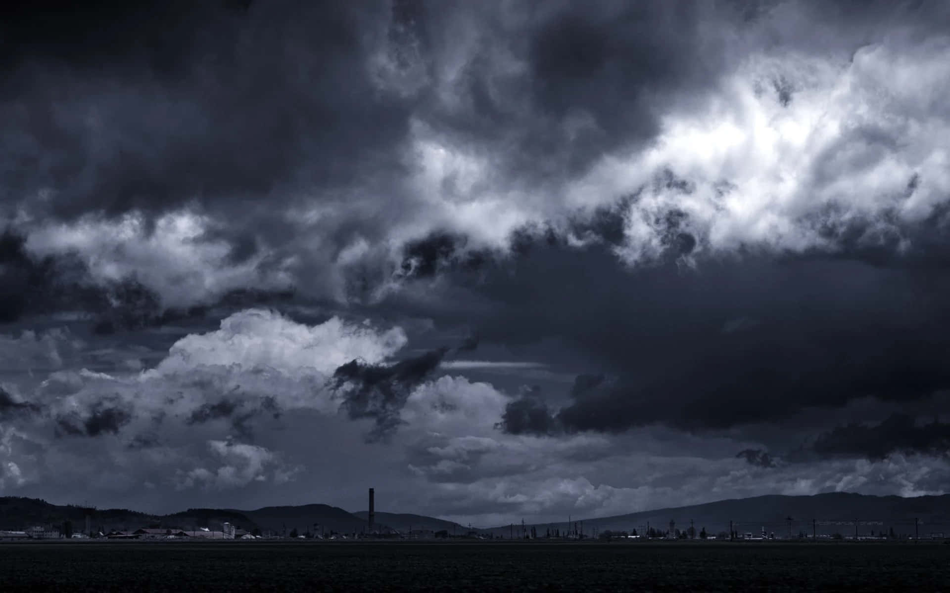 Black And White Storm, storm clouds, rural landscape, Full HD Desktop Wallpaper