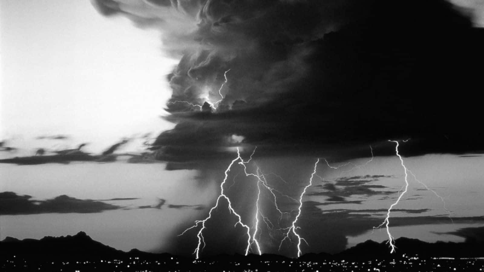 Black And White Storm, stormy sky, lightning strikes, HD Desktop Wallpaper