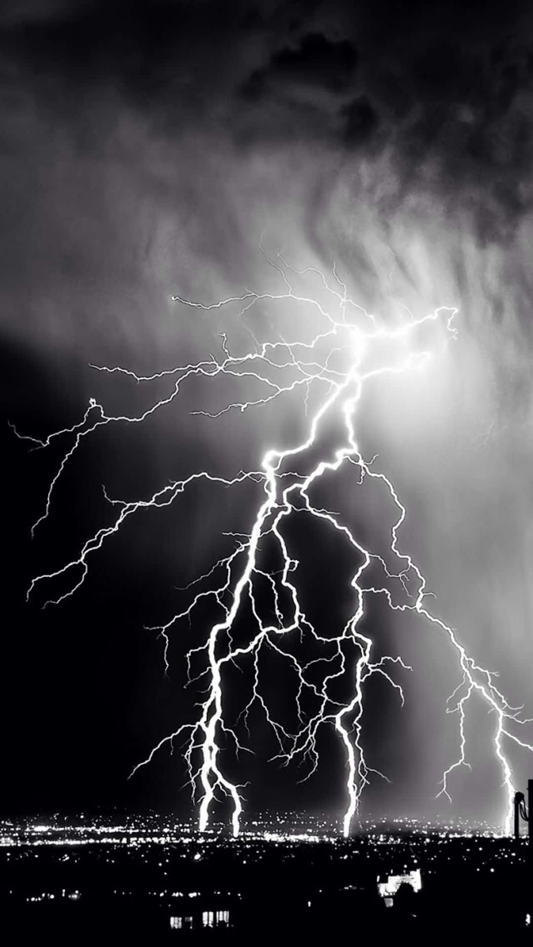 Black And White Storm, stormy night sky, massive lightning bolt, Full HD Phone Wallpaper