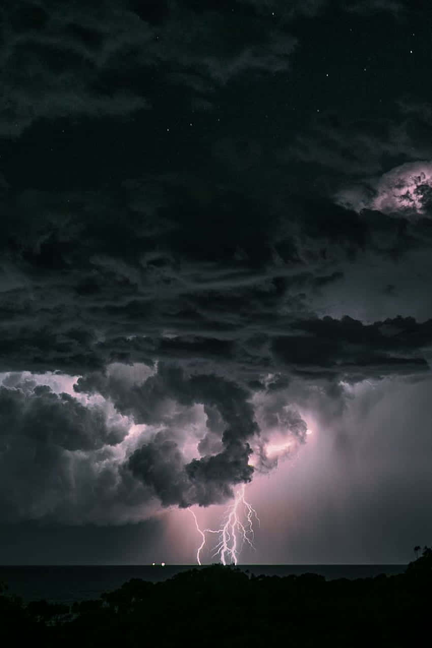 Dark Storm, stormy night sky, lightning bolt, SD Phone Wallpaper