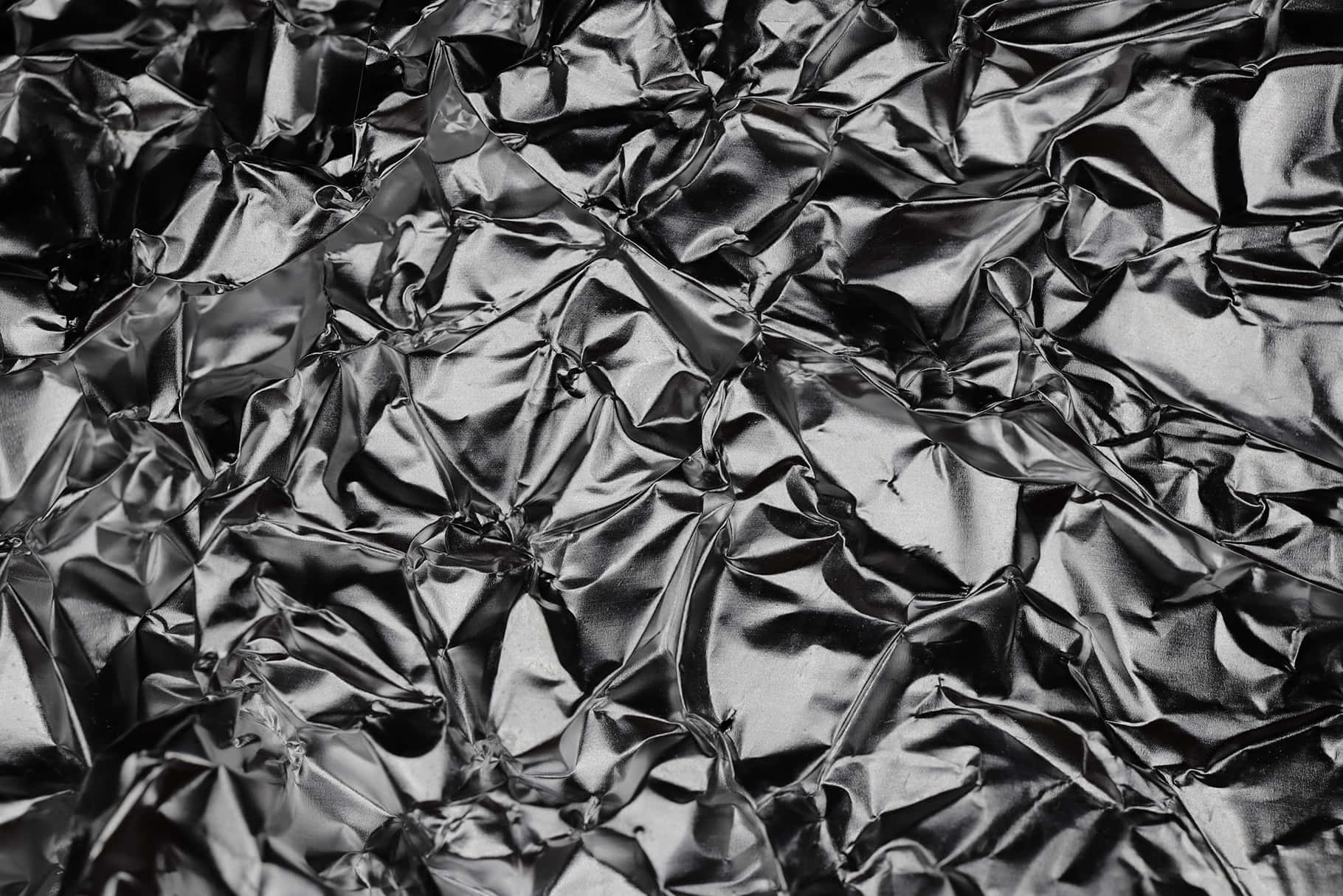 black metallic foil, crumpled, sharp creases, HD Desktop Wallpaper