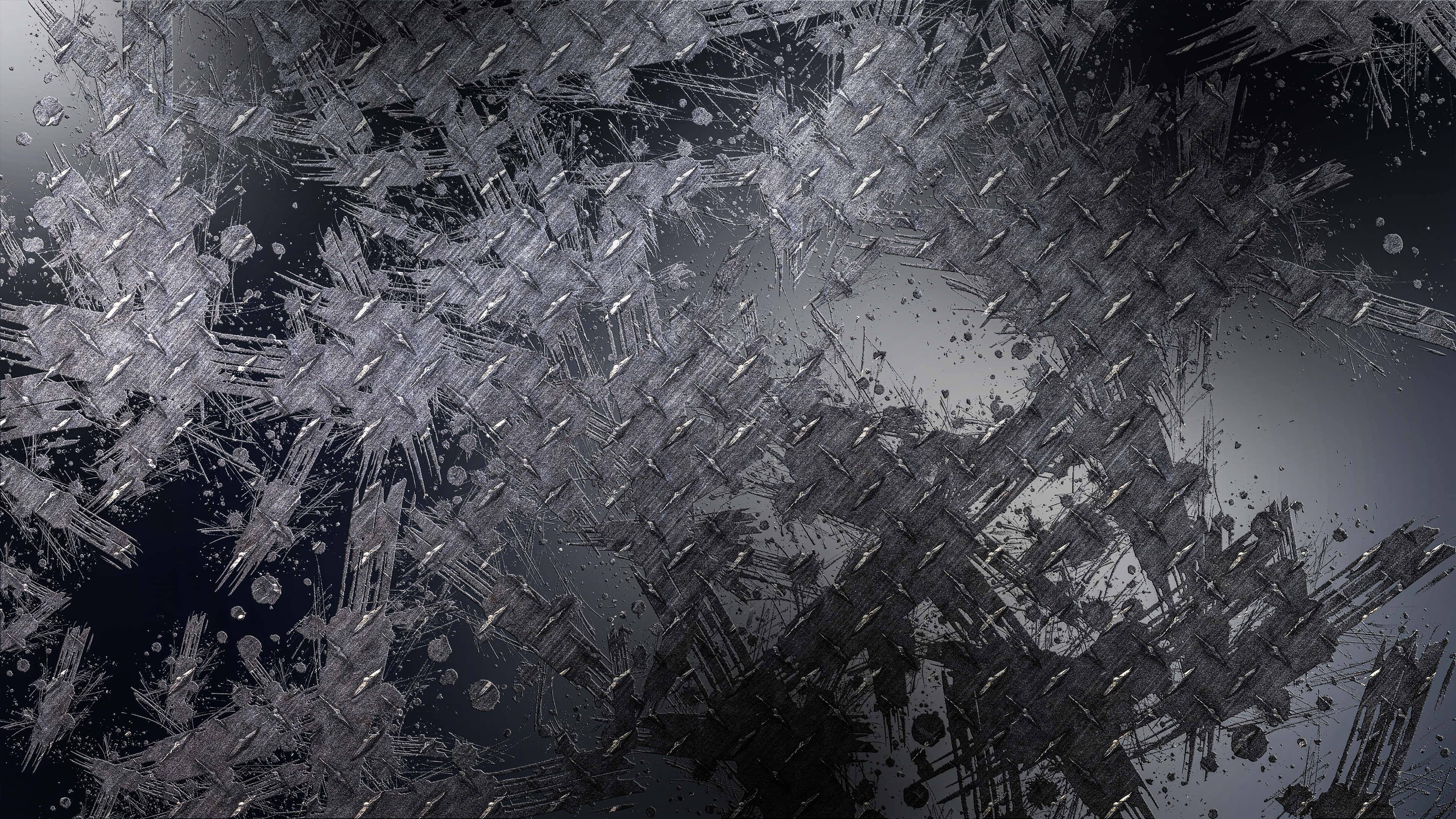 silver crystalline shards, dark gradient background, abstract digital artwork, 4K Desktop Wallpaper