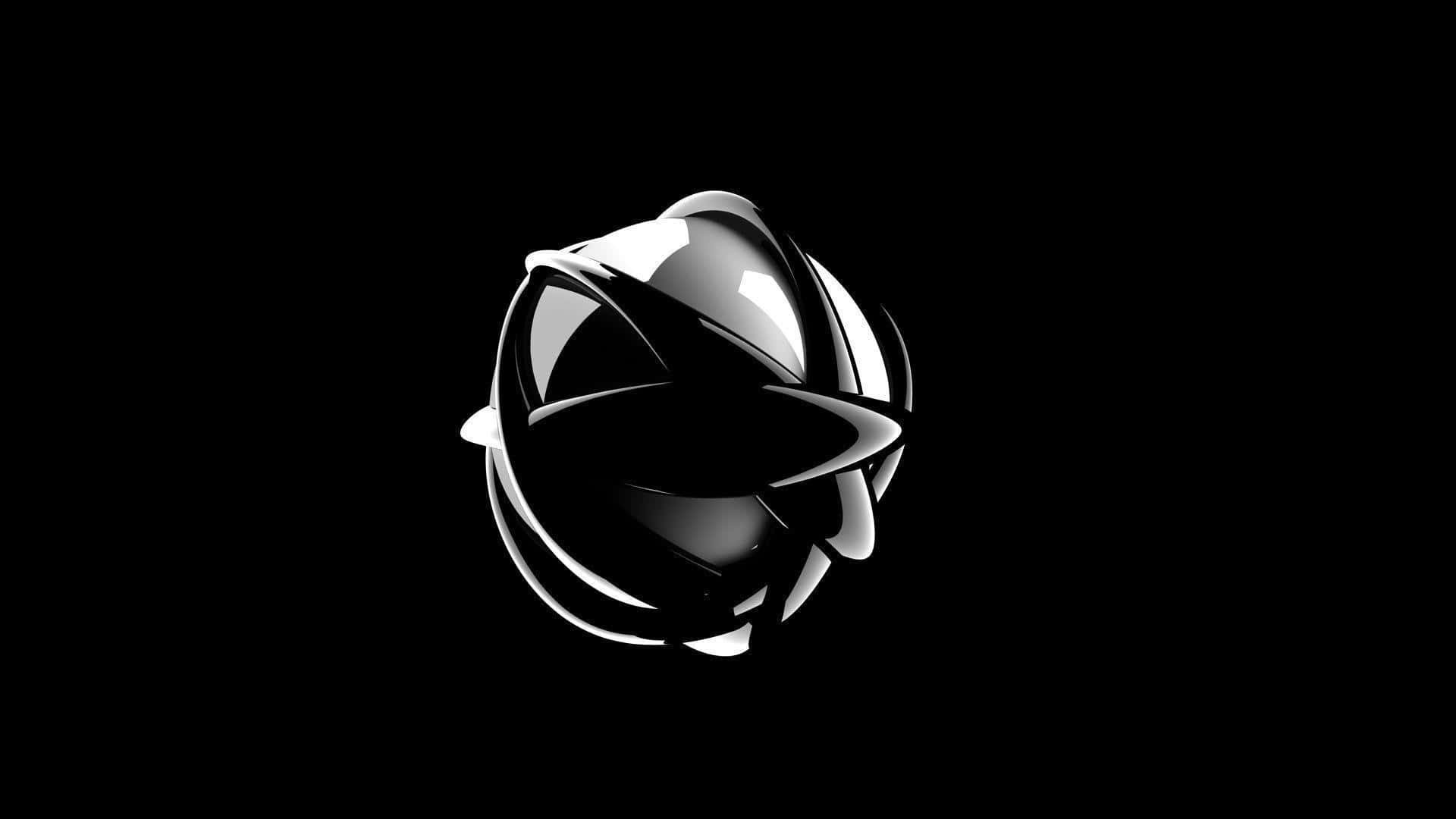 glossy black, smooth glossy black paint, sleek black and white abstract sphere, Full HD Desktop Wallpaper