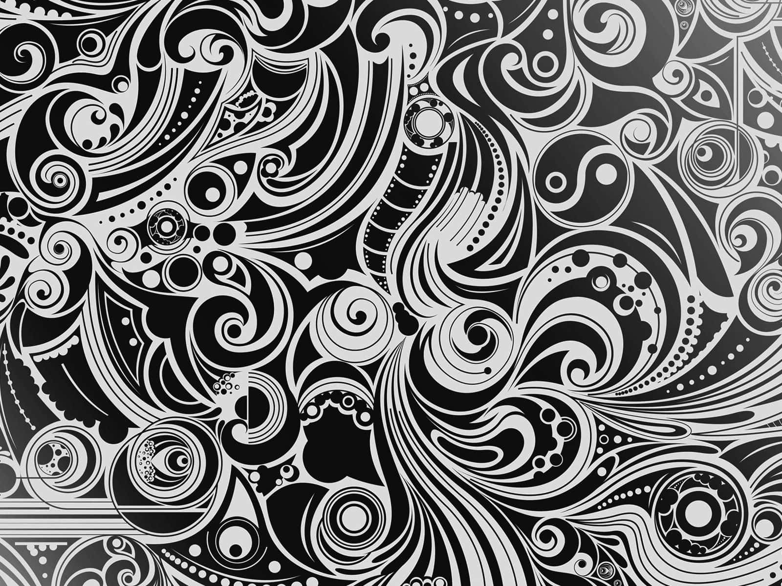 black and white pattern, abstract pattern, swirling organic shapes, HD Desktop Wallpaper
