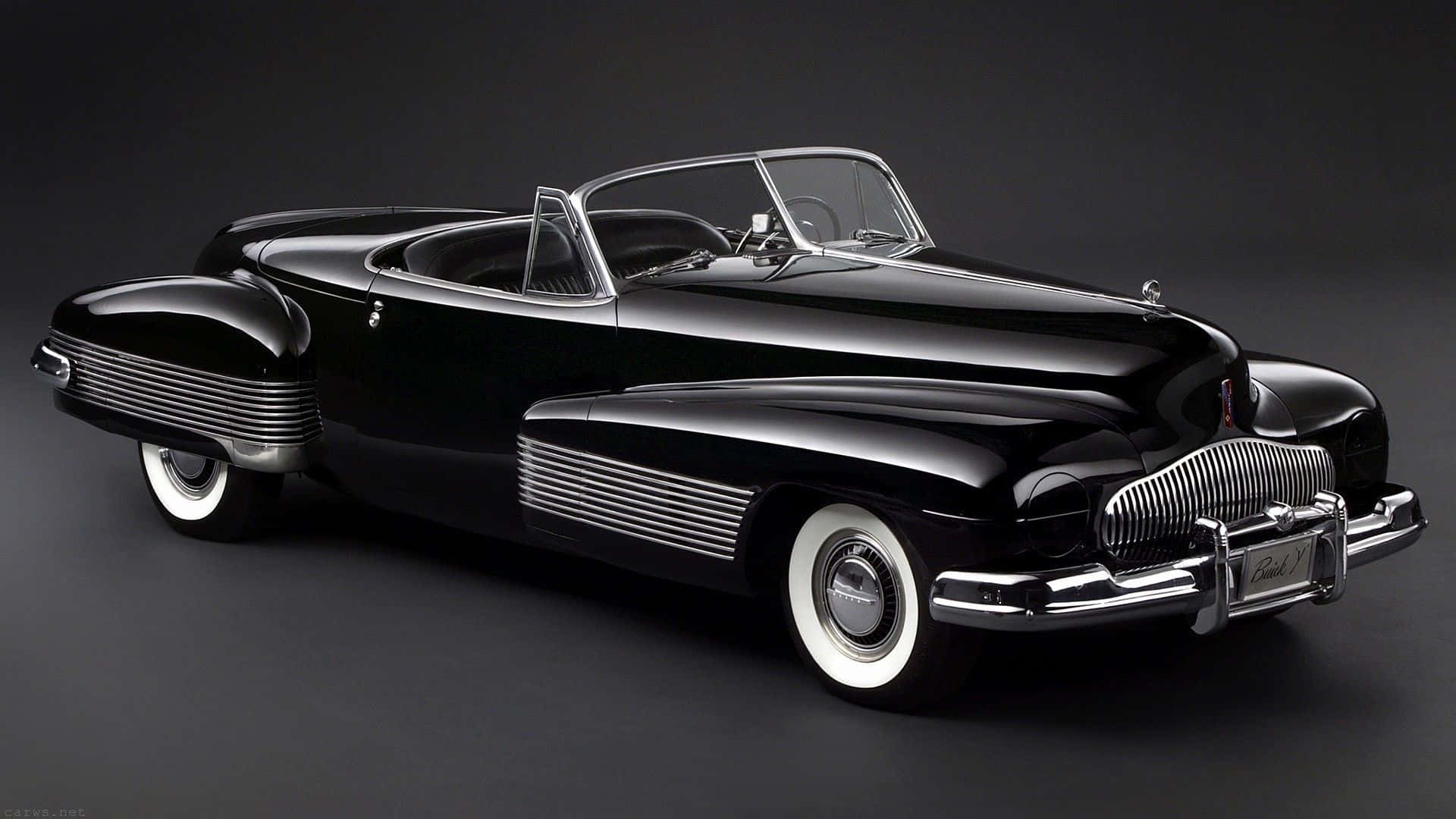 1940s convertible, glossy black, chrome accents, Full HD Desktop Wallpaper