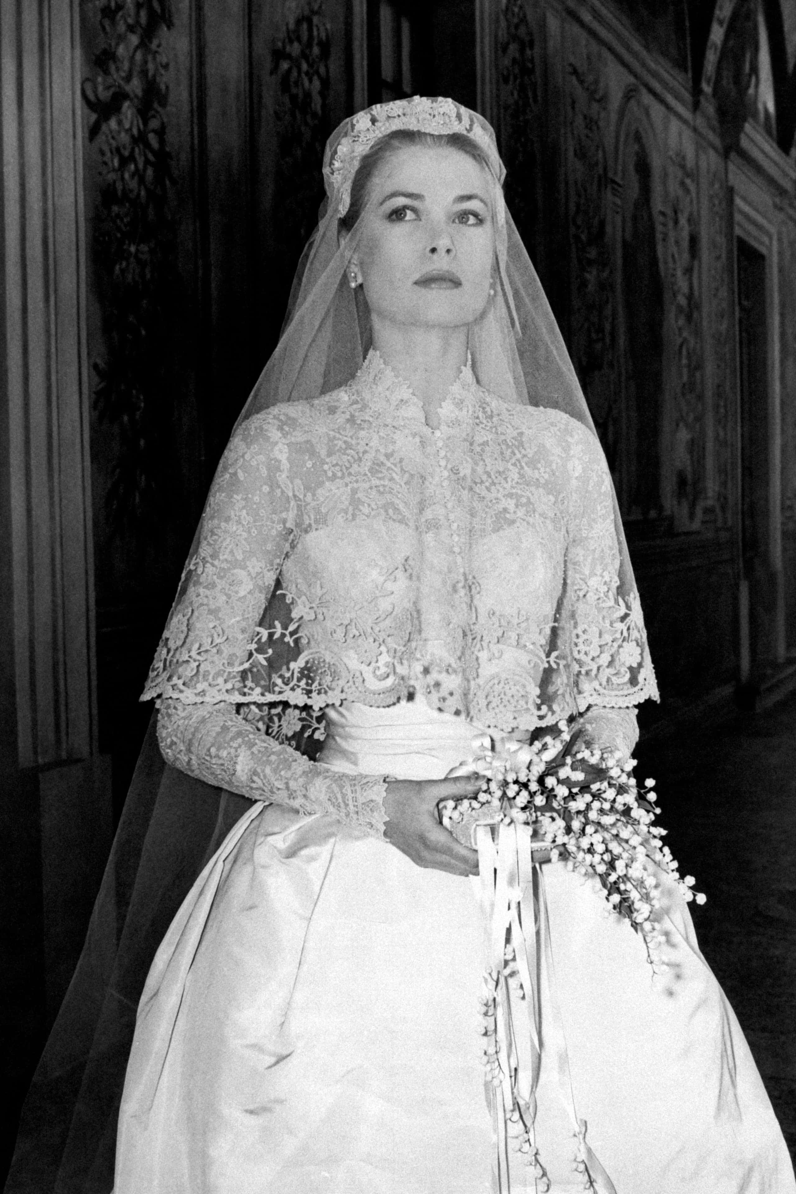 black and white wedding, ornate lace gown, veil, 4K Phone Wallpaper