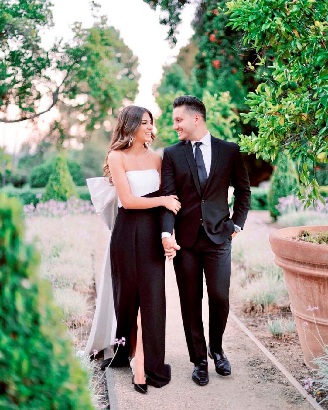 Black And White Wedding, garden path, lush greenery, HD Phone Wallpaper