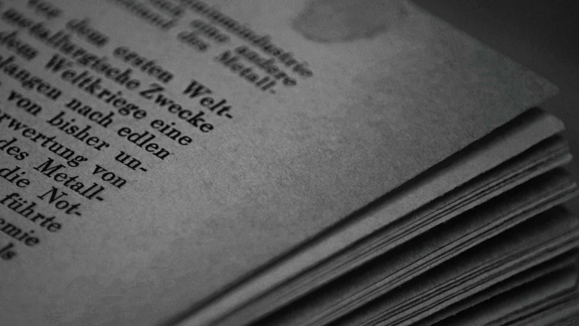 Black And White Word, German text pages, soft shadows, Full HD Desktop Wallpaper