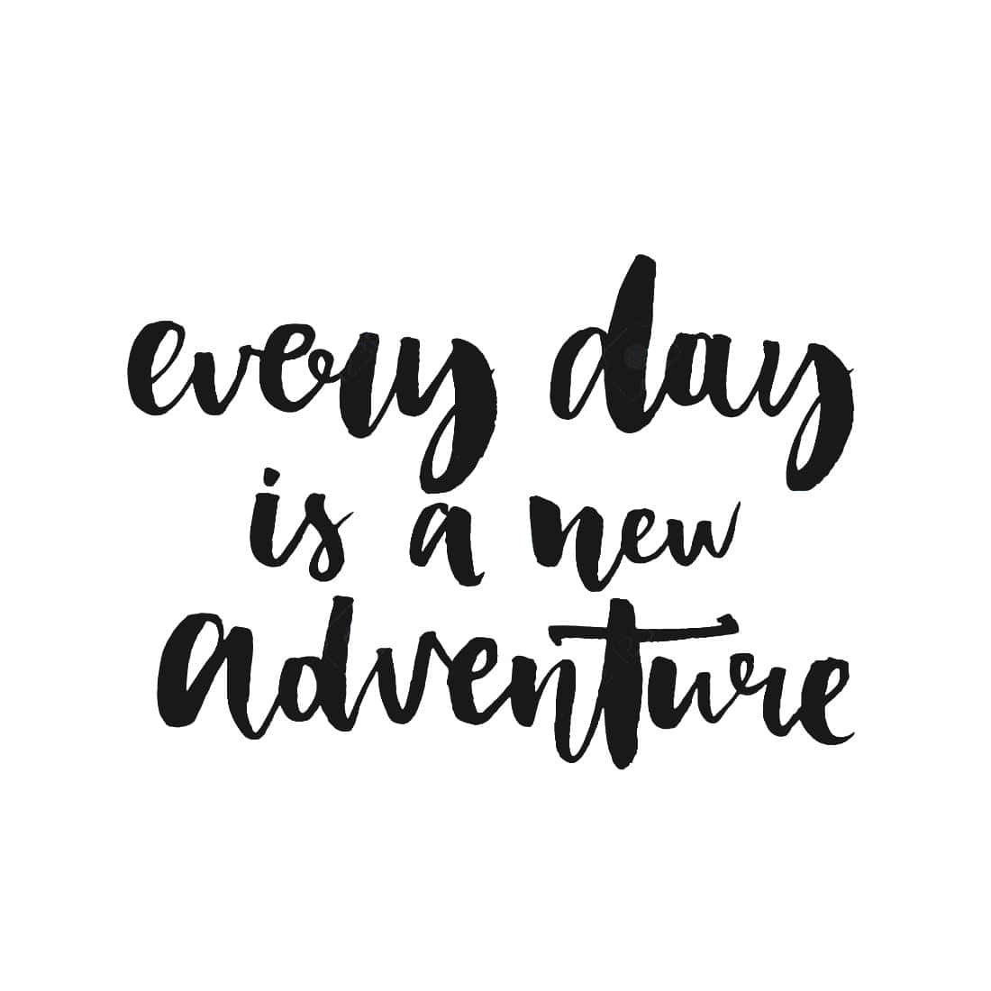 Black and White Word, black brush script, every day is a new adventure, SD Desktop Wallpaper