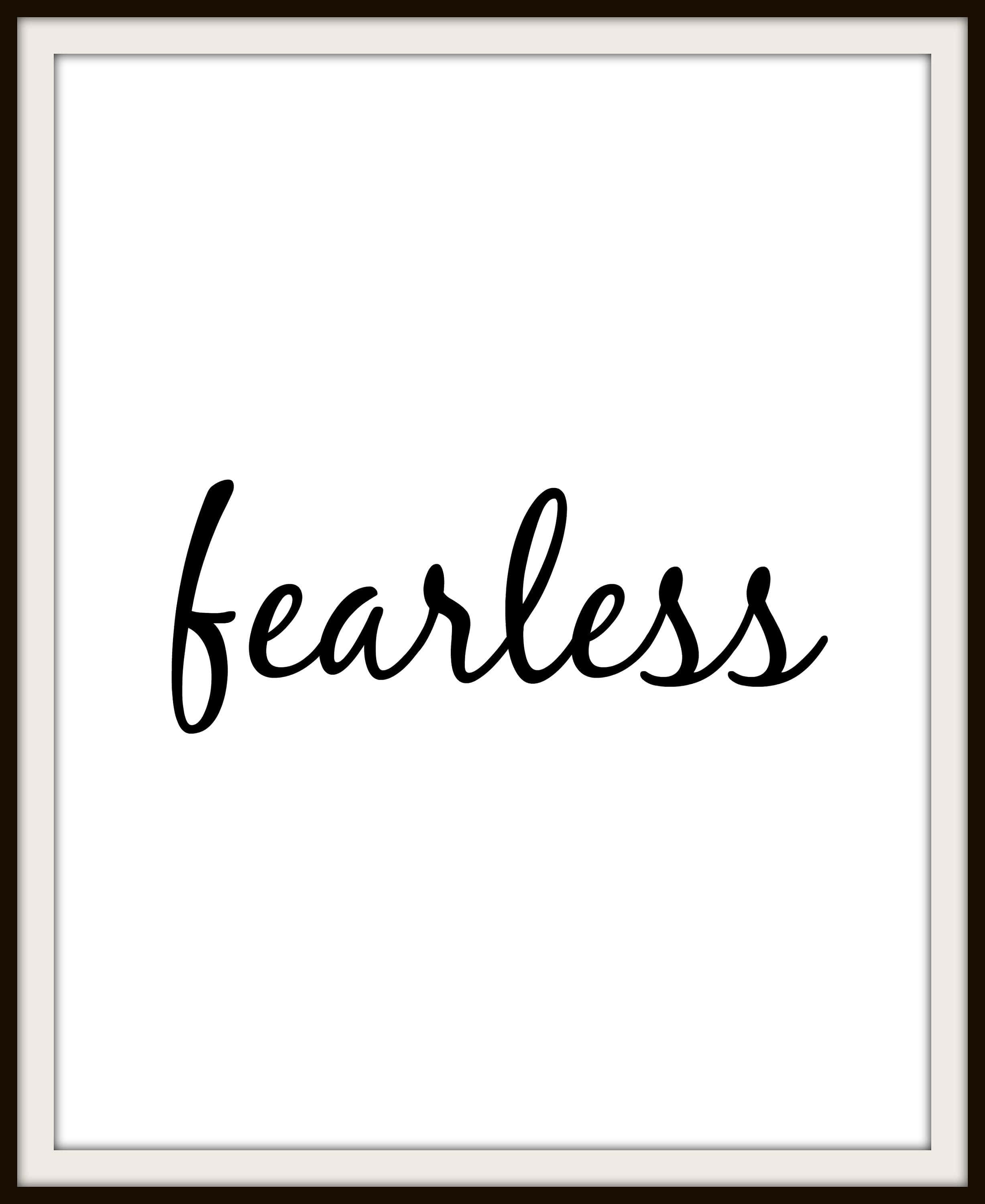 Black and White Word, fearless, black cursive script, 2K Phone Wallpaper