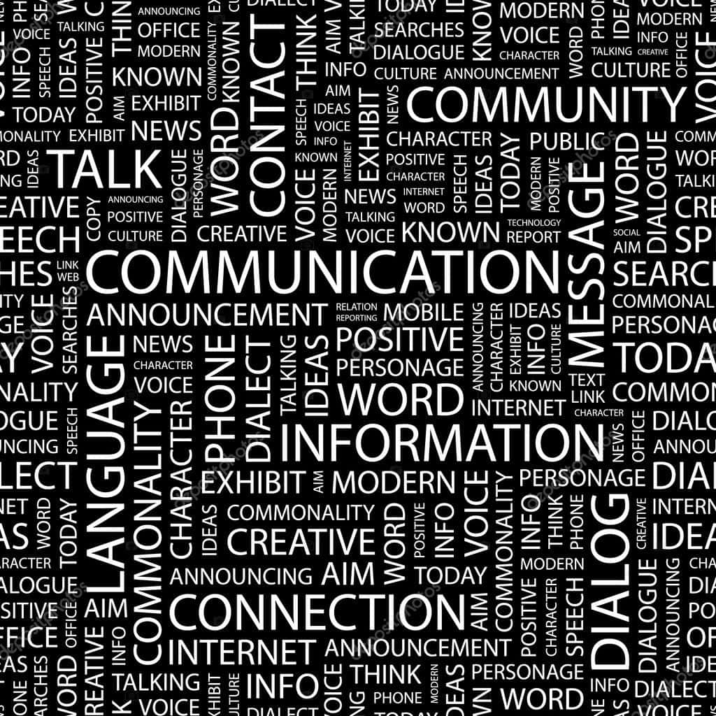Black and white Word, word cloud, communication-related terms, SD Desktop Wallpaper