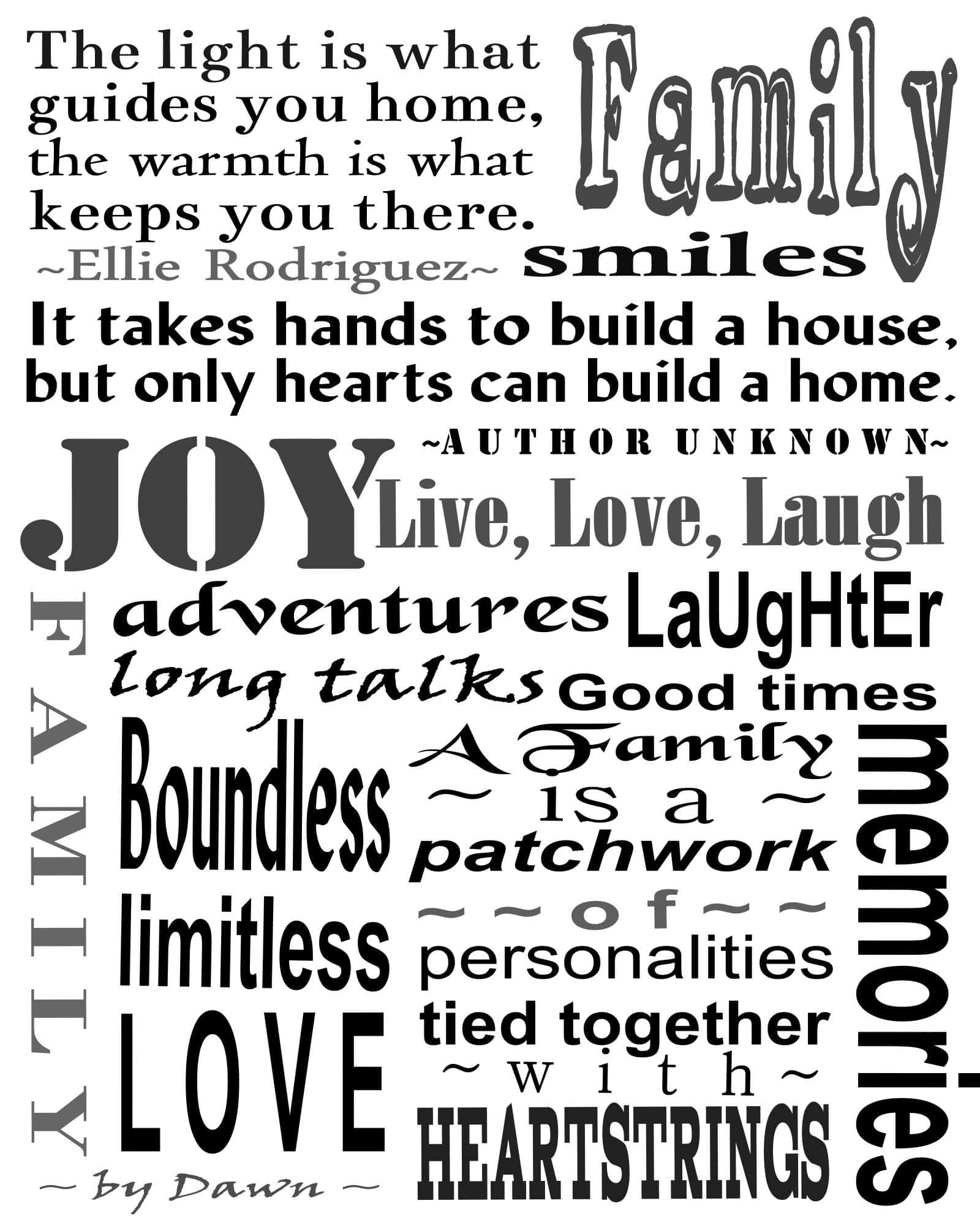 Black And White Word, family love, joy, Full HD Phone Wallpaper