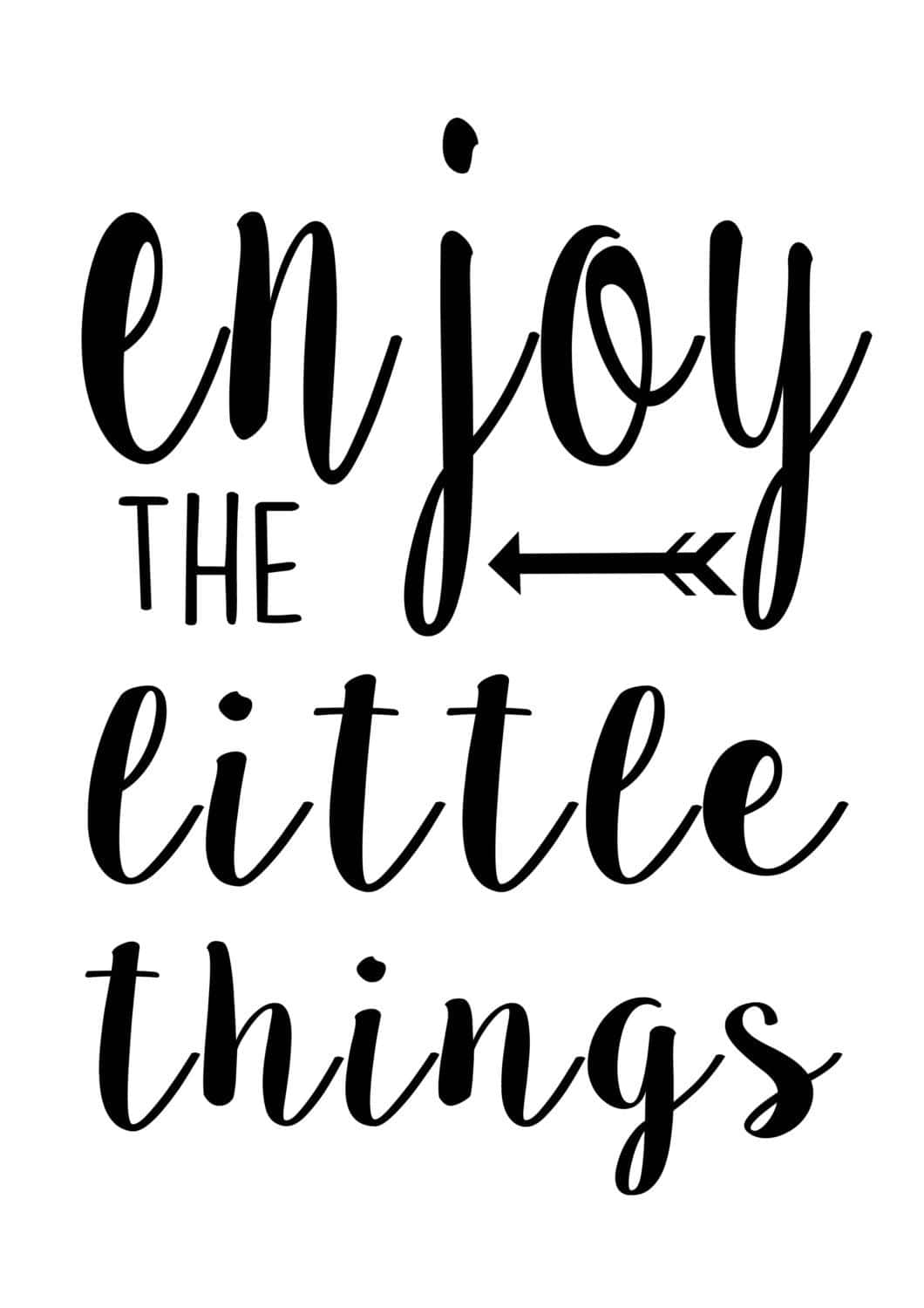 Black and White Word, handwritten phrase, enjoy the little things, HD Phone Wallpaper