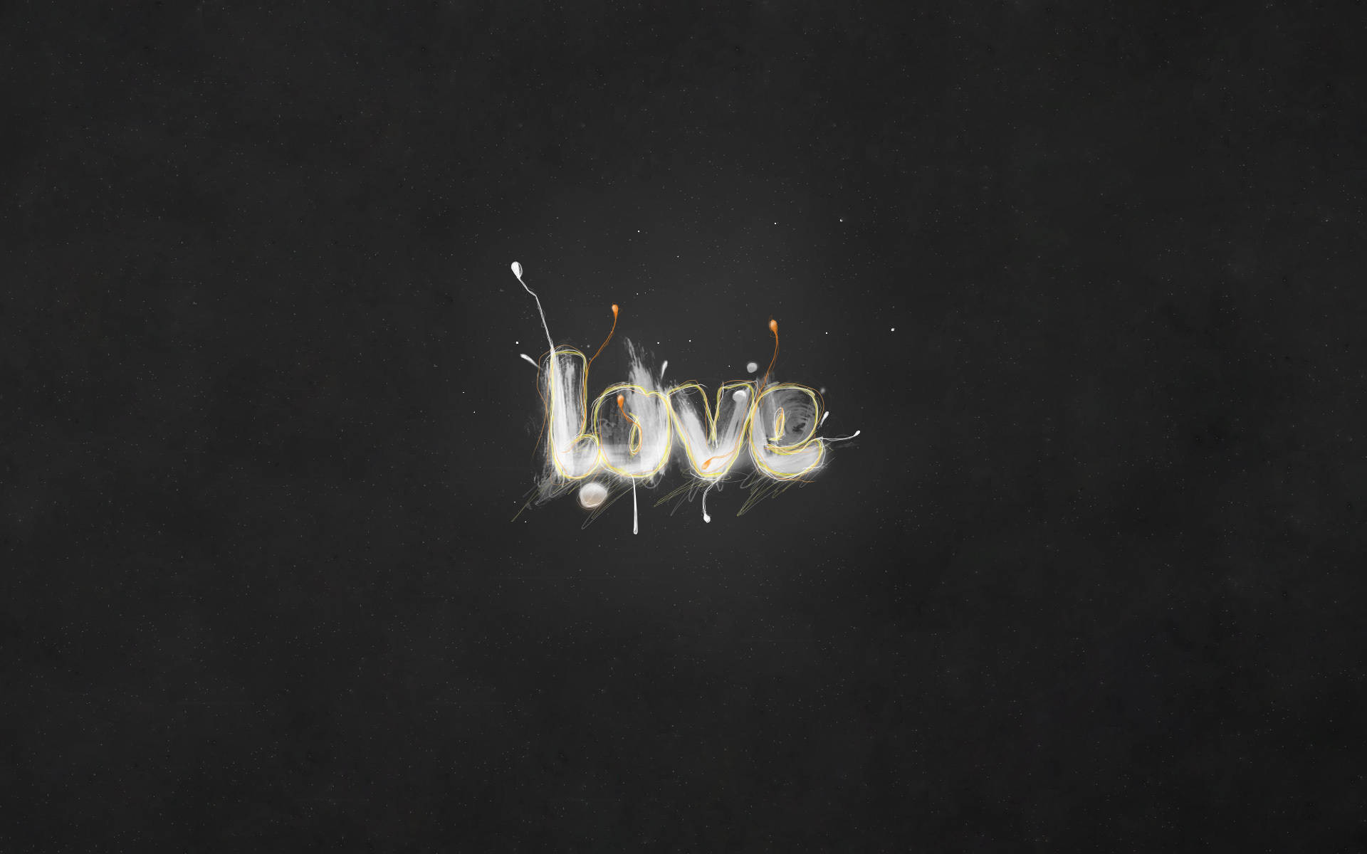 Love, glowing white, gold paint, Full HD Desktop Wallpaper