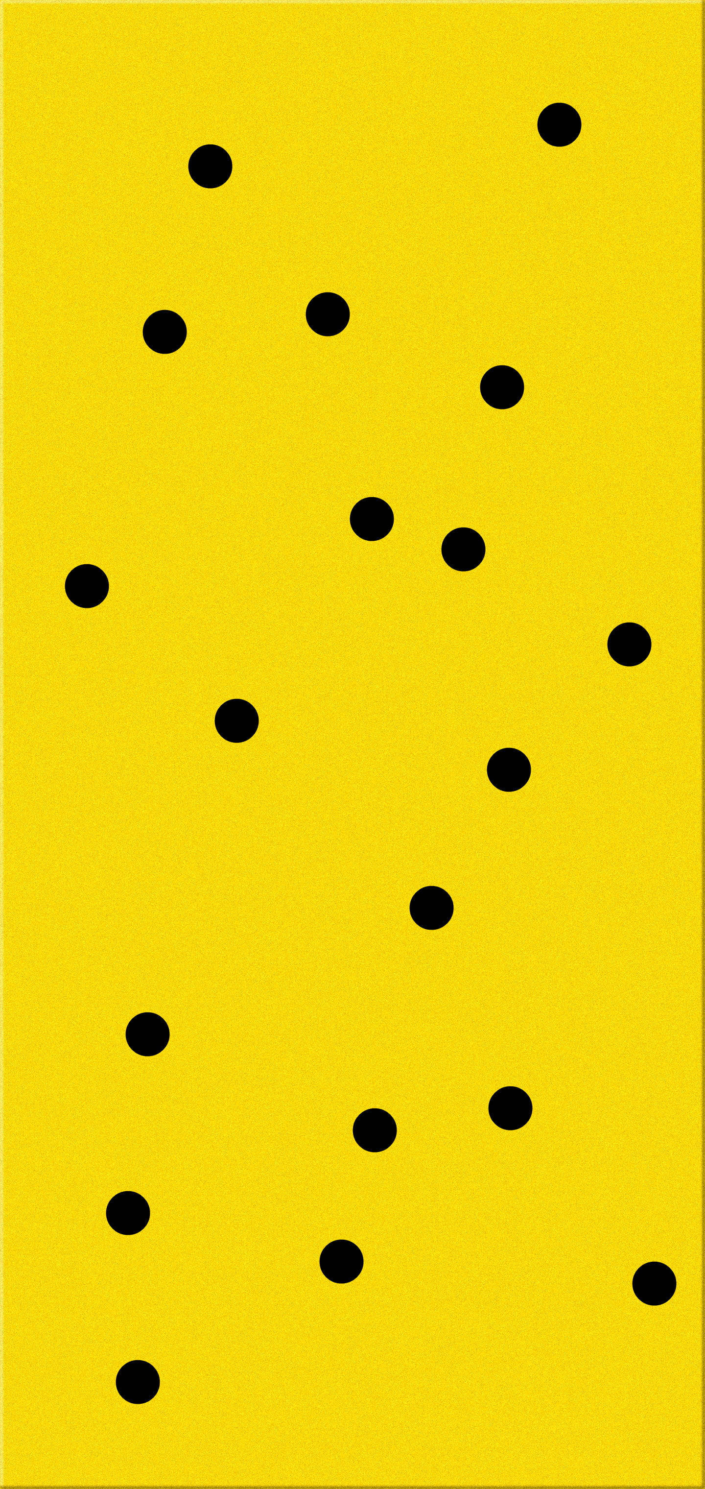 Vibrant yellow background, bold black dots, random pattern, 2K Phone Wallpaper