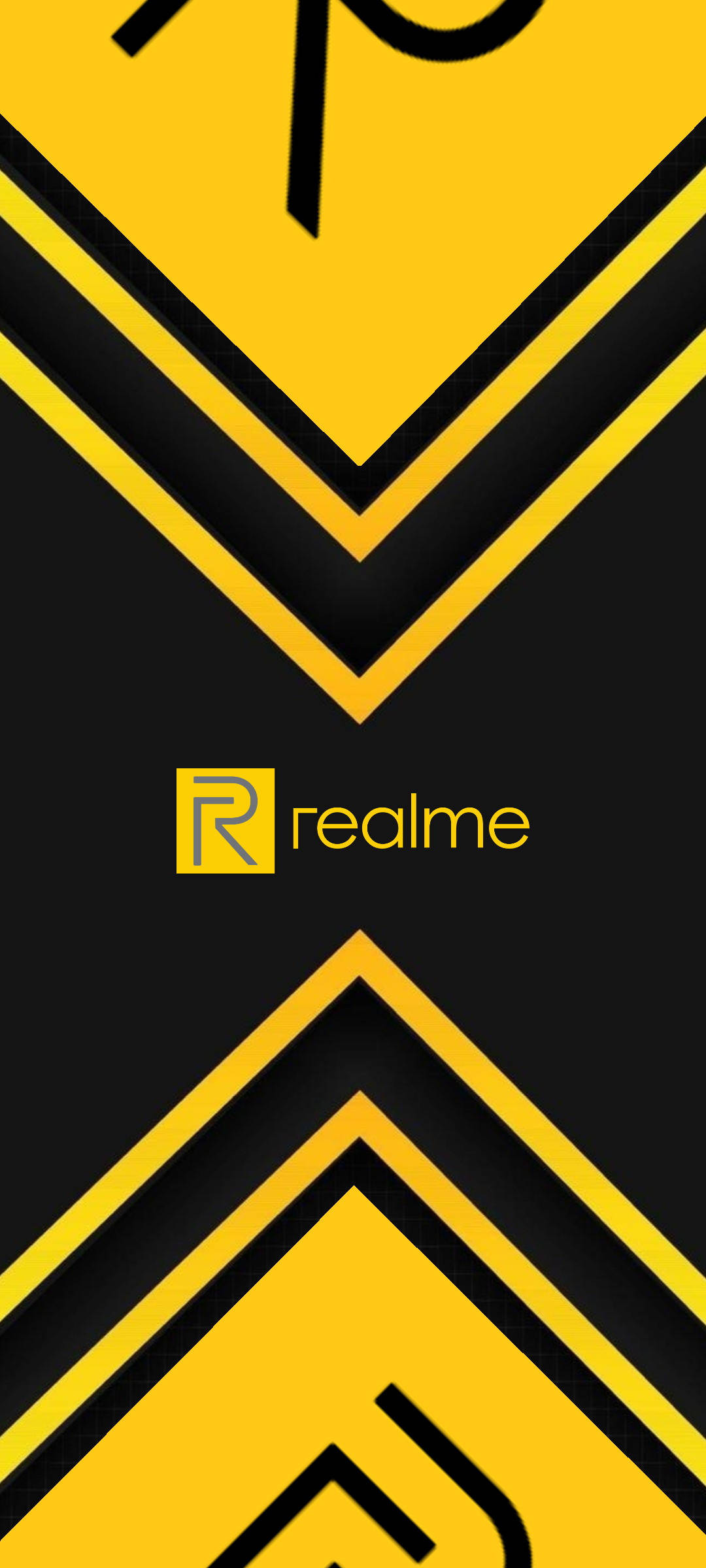 realme logo, yellow, black, Full HD Phone Wallpaper