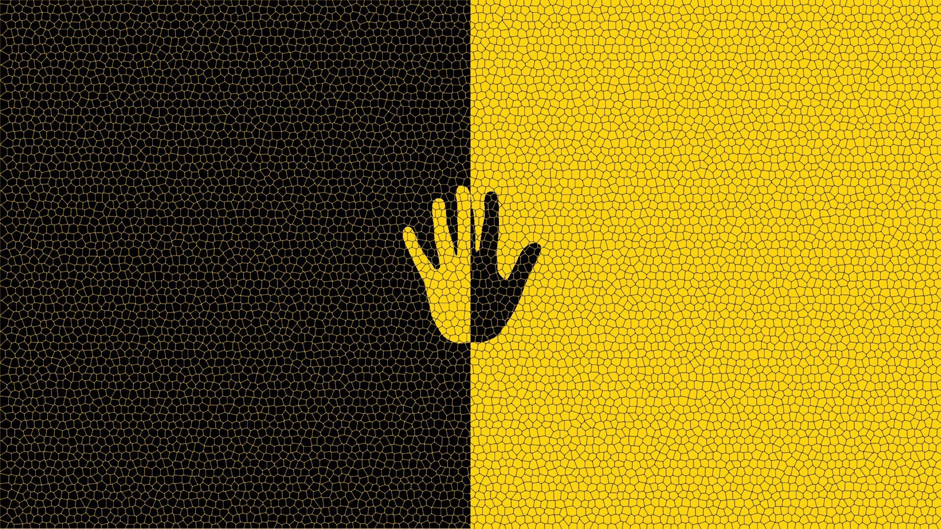 Black And Yellow, hand silhouette, dividing line, Full HD Desktop Wallpaper