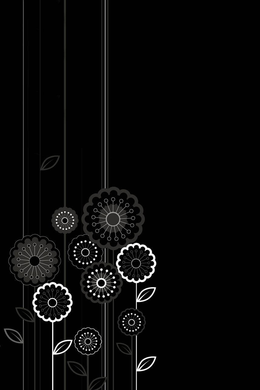 Black Android, floral pattern, geometric petals, HD Phone Wallpaper