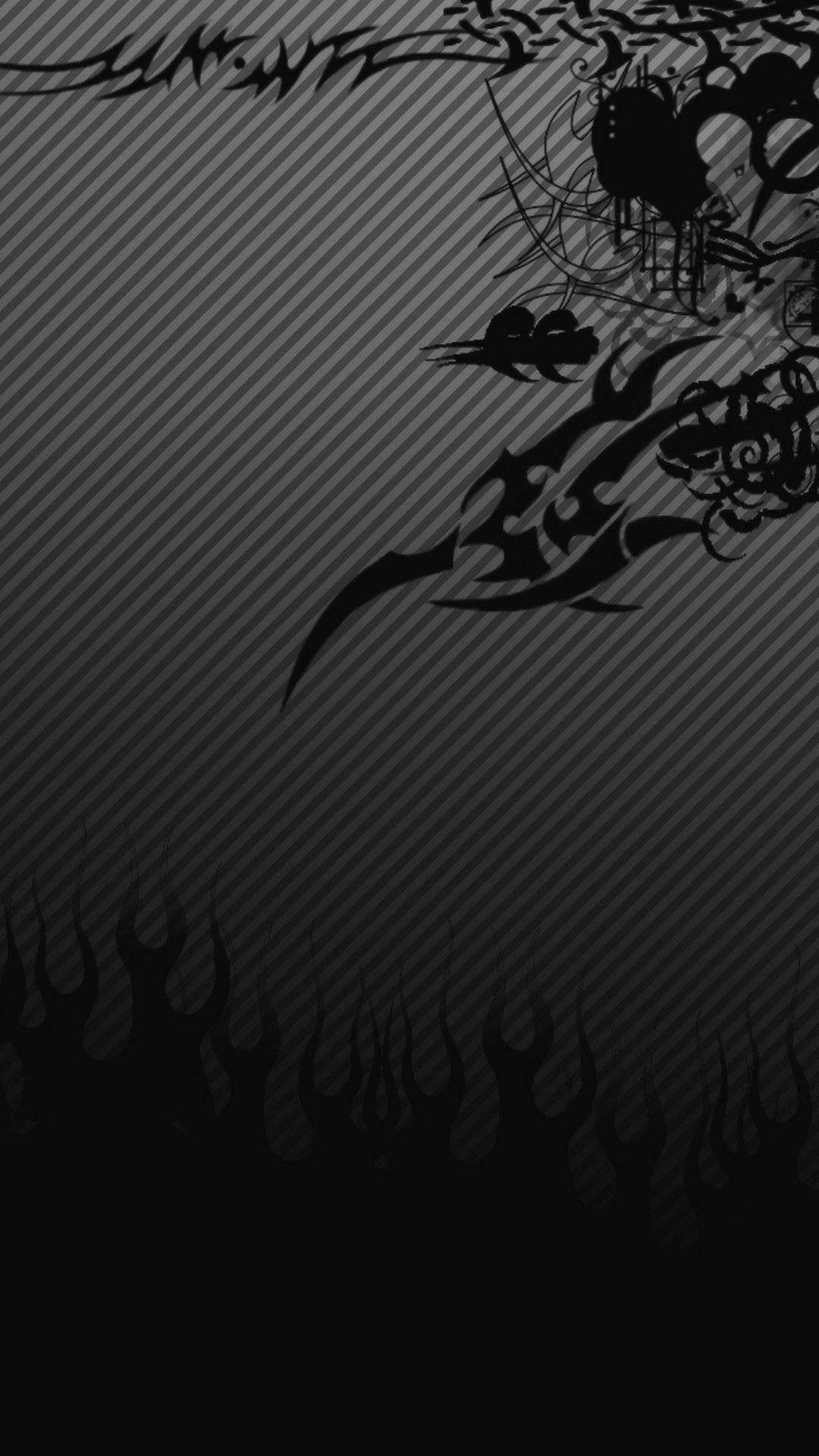 Black Android, tribal tattoos, black tribal flame motifs, Full HD Phone Wallpaper
