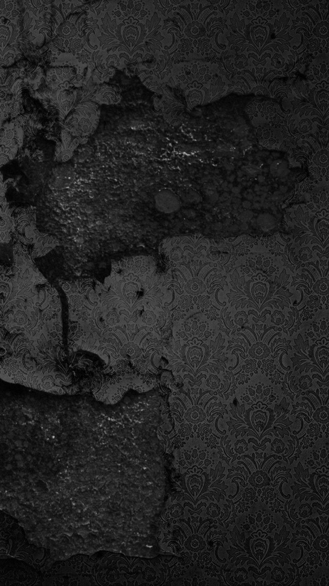 Black Android, worn-out concrete, damask patterns, Full HD Phone Wallpaper