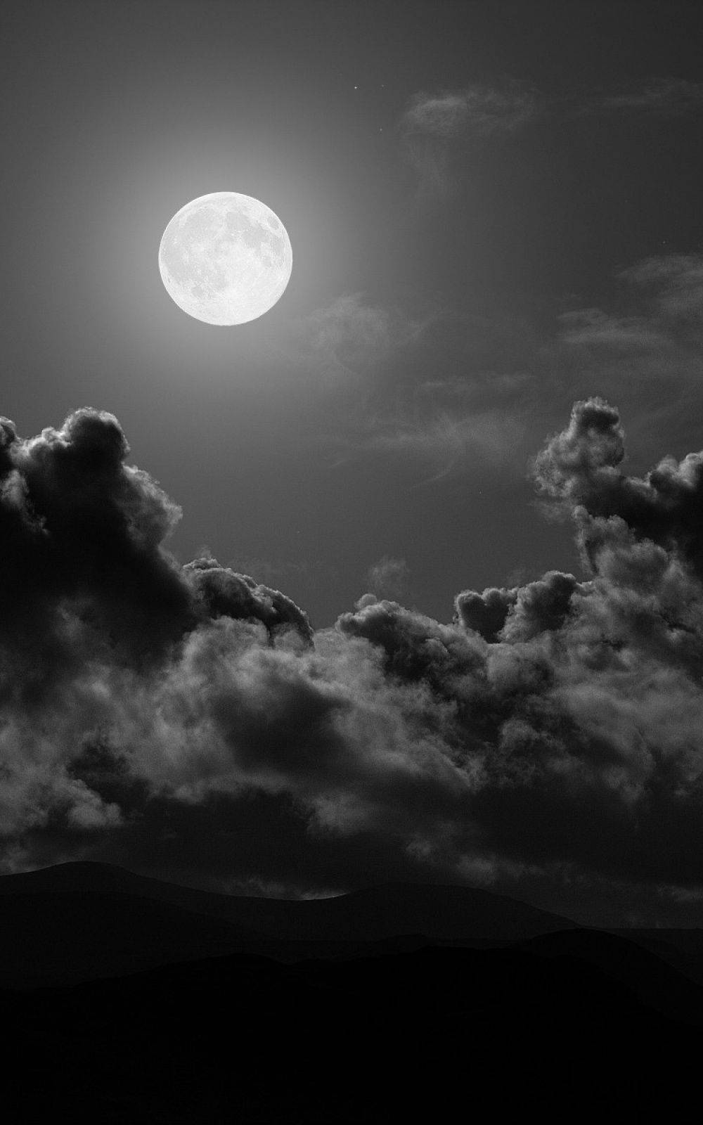 Black Android, Full Moon, dramatic clouds, HD Phone Wallpaper