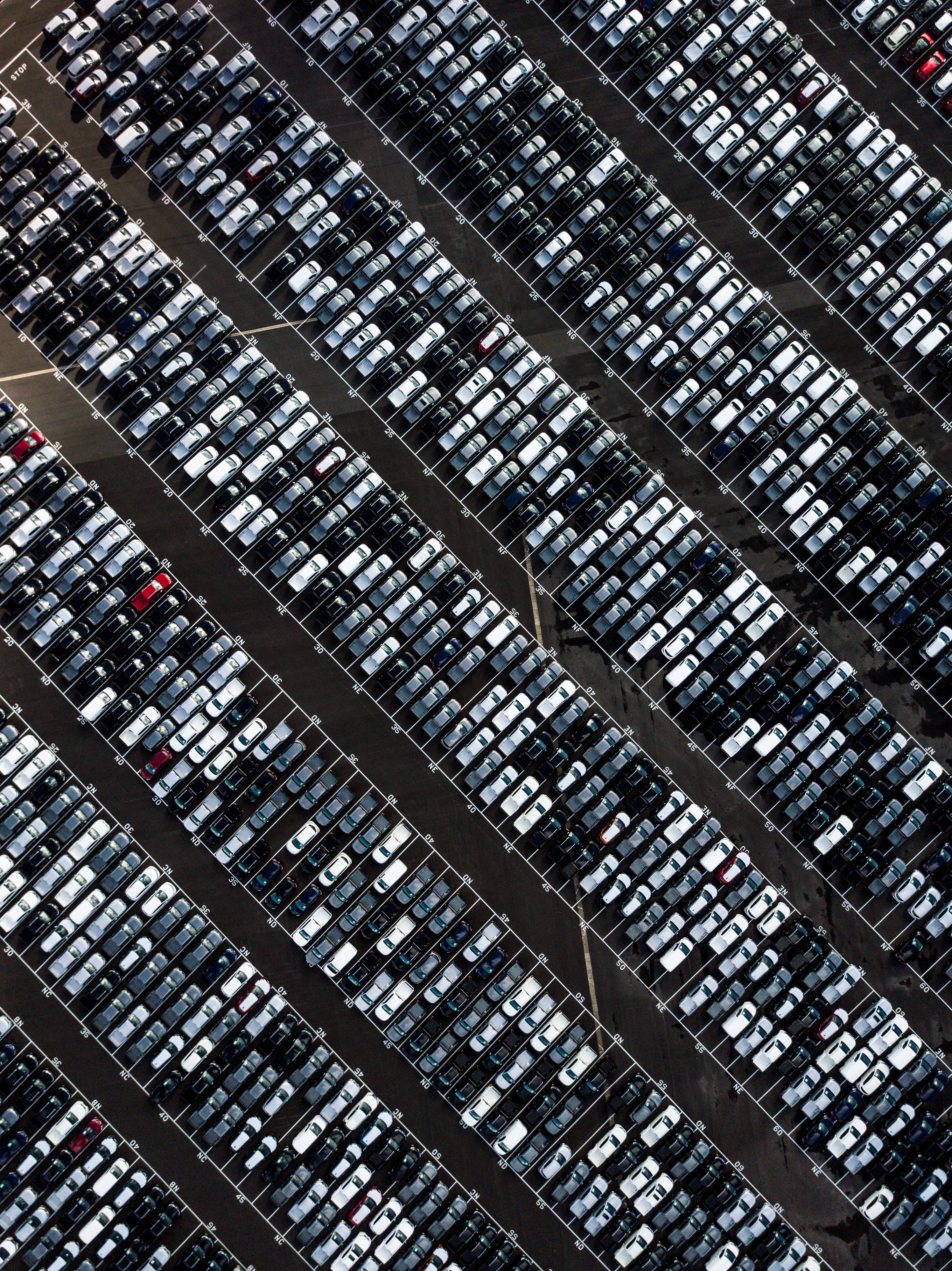 Black Android, parking lot, white, 4K Phone Wallpaper