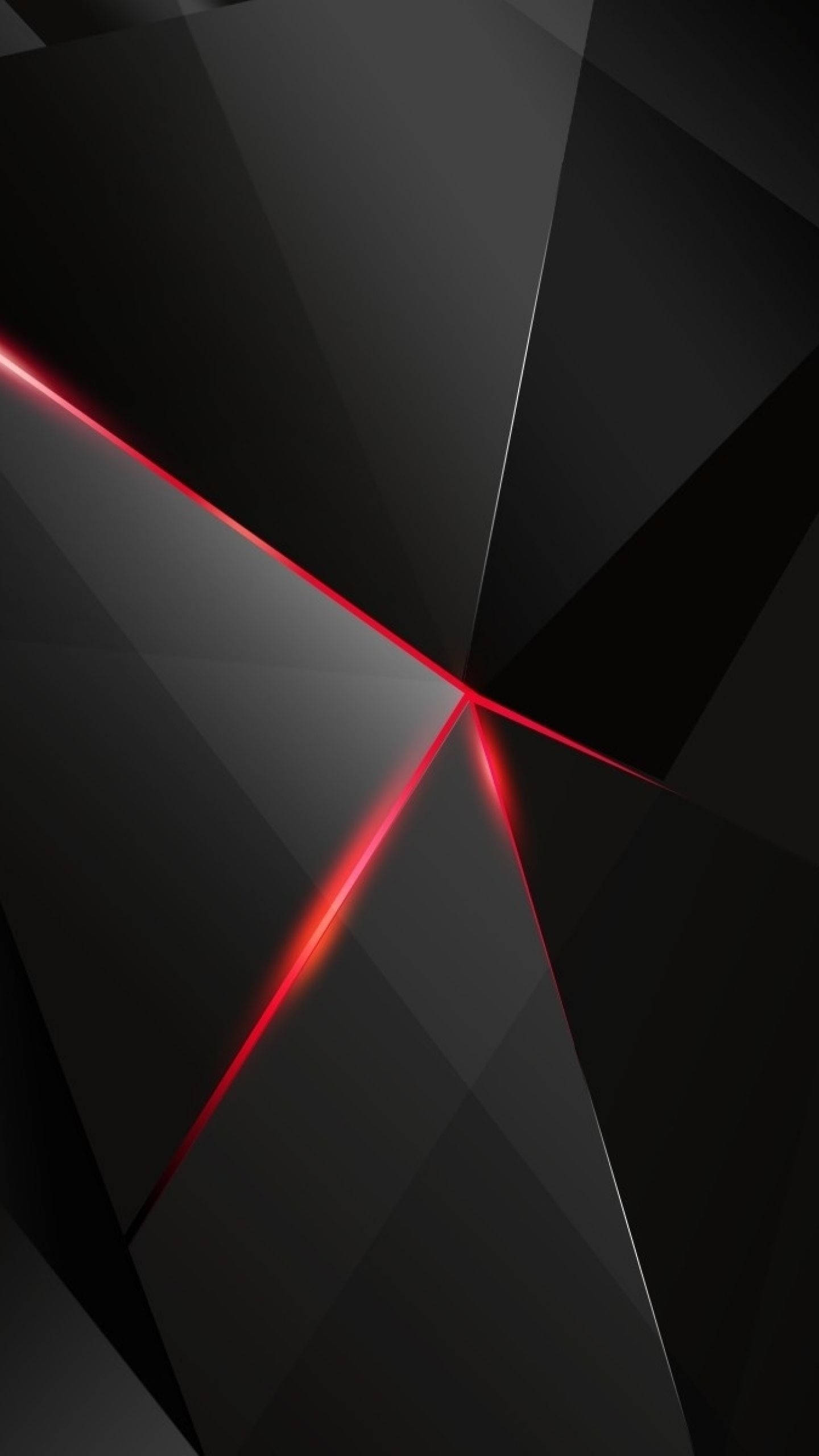 Black Android, geometric pattern, sharp black geometric facets, 2K Phone Wallpaper