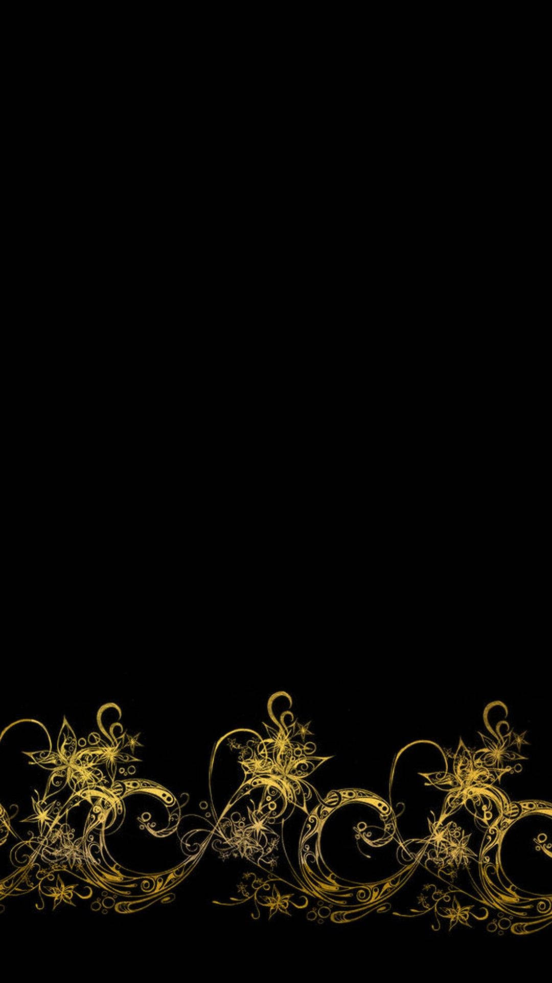 Black Android, ornate gold design, golden floral swirls, Full HD Phone Wallpaper