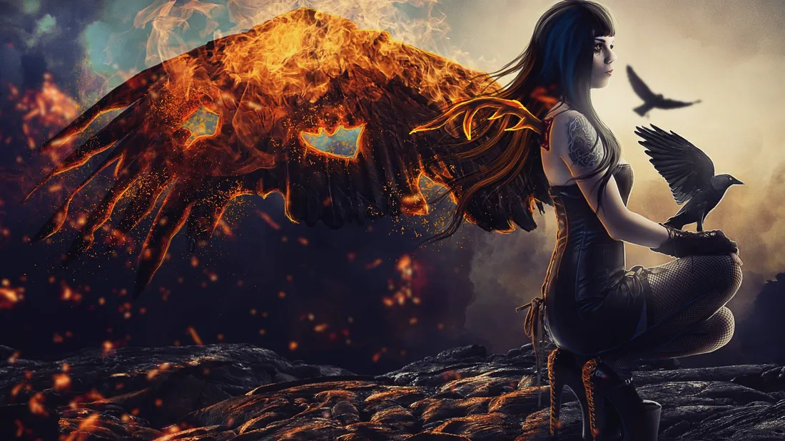Black angel wings